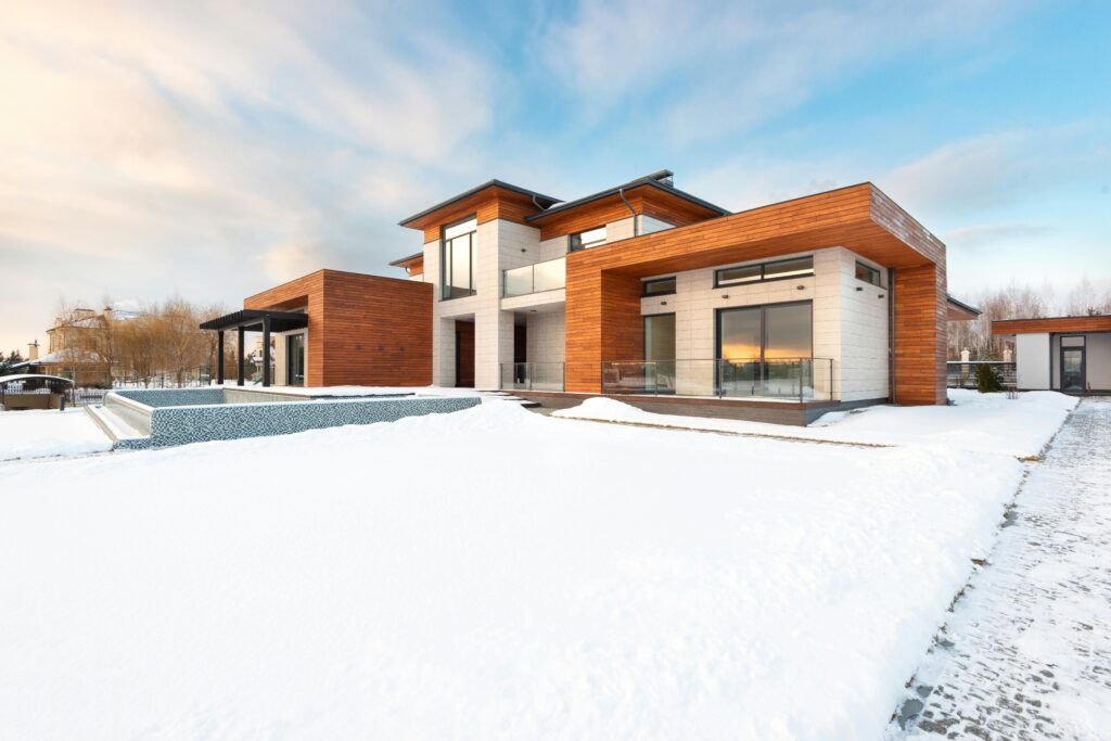modern home decor house surrounded by snow